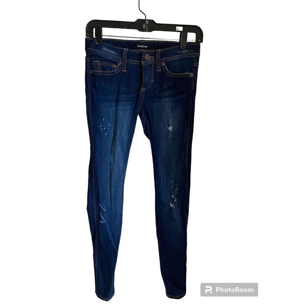 Bebe Dark Wash Destressed Jeans Sz.24
